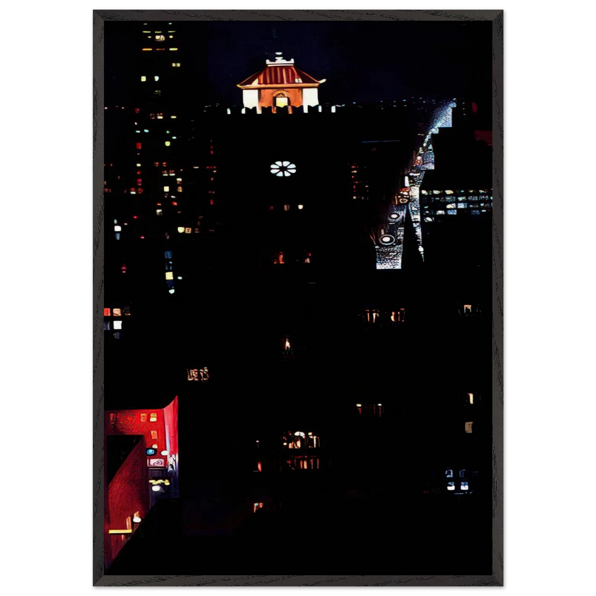 New York Night - Georgia OKeeffe 70x100 cm / 28x40 inches Framed Art Print – Black Wooden Frame