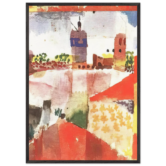 HAMMAMET WITH MOSQUE 1914 - Paul Klee 70x100 cm / 28x40 inches Framed Art Print – Black Wooden Frame