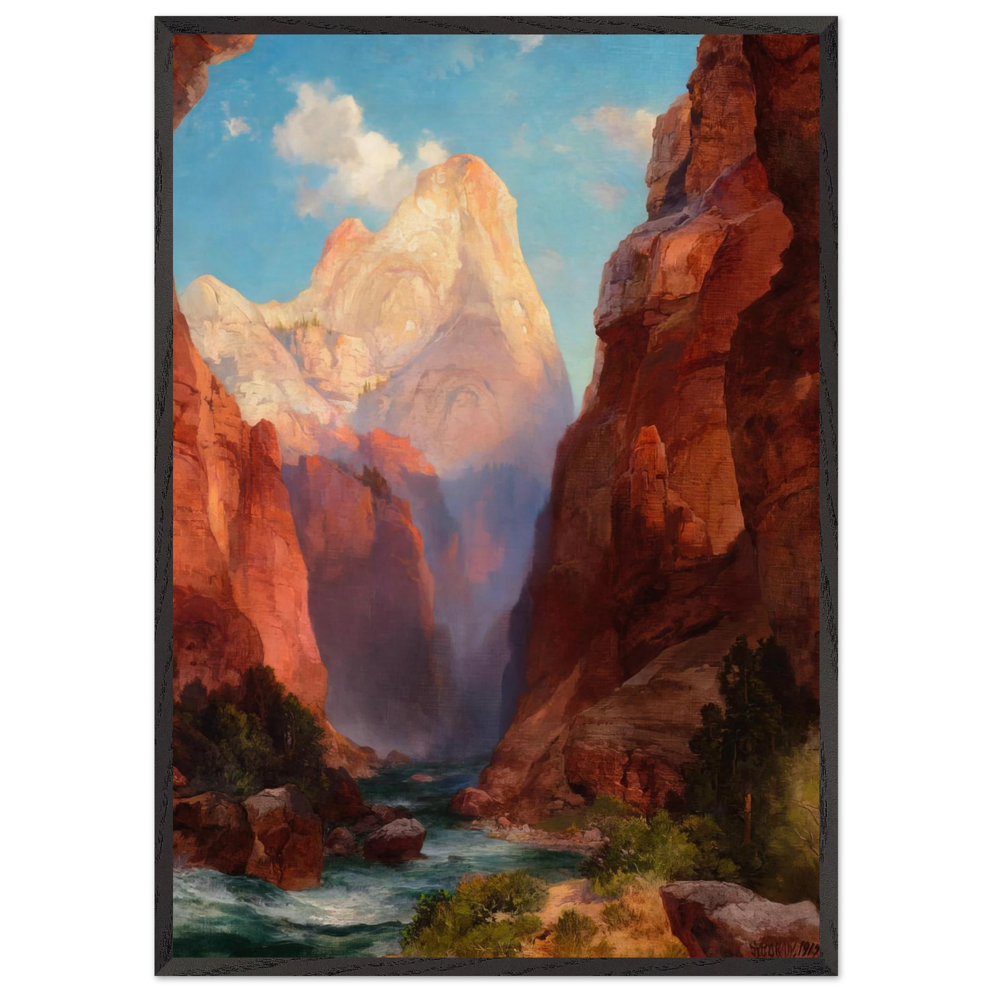 The Rio Virgin Southern Utah - Thomas Moran Framed Art Print – Black Wooden Frame - Default Title - -Framed Art Print