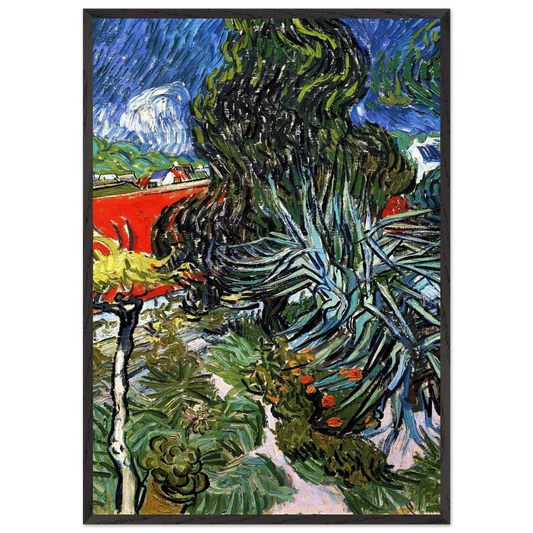 The Garden of Doctor Gachet at Auvers-sur-Oise - Vincent van Gogh 70x100 cm / 28x40 inches Framed Art Print – Black Wooden Frame