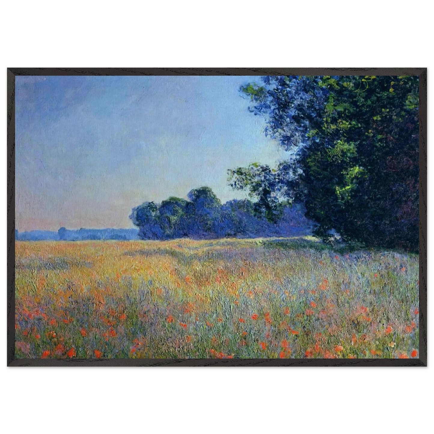 Oat and Poppy Field Giverny - claude monet Framed Art Print – Black Wooden Frame - Default Title - -Framed Art Print
