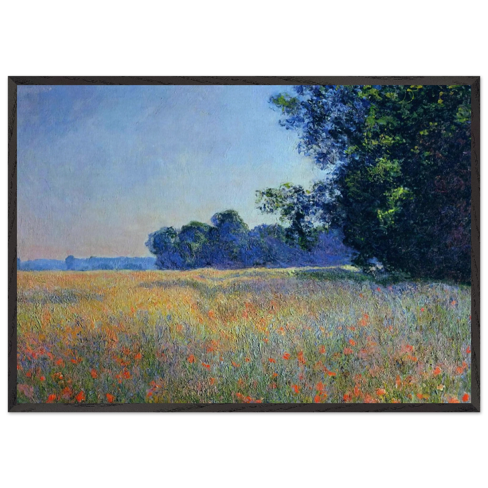 Oat and Poppy Field Giverny - claude monet Framed Art Print – Black Wooden Frame - Default Title - -Framed Art Print