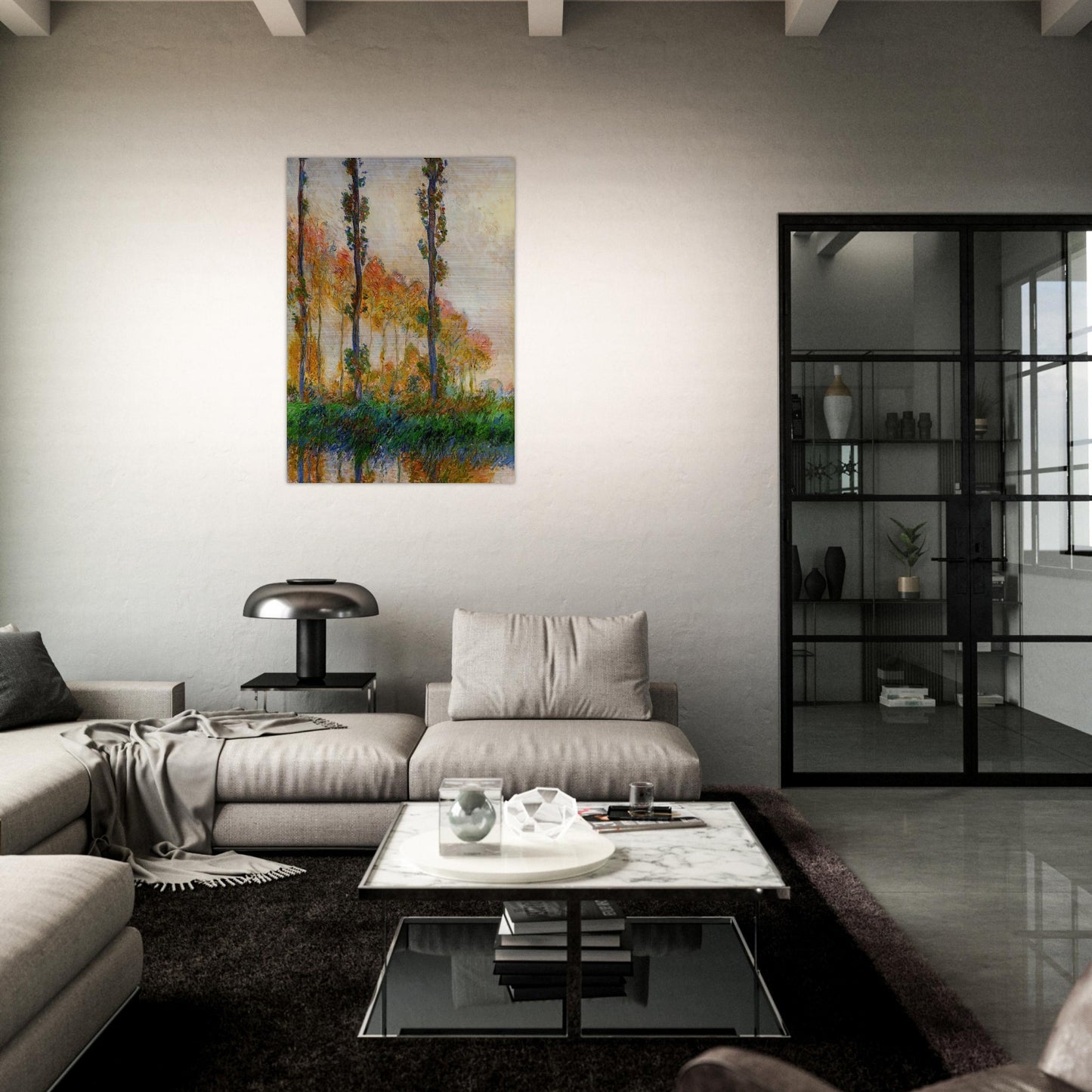 The Three Trees, Autumn - claude monet Brushed Aluminum Print - 70x100 cm / 28x40 inches | claude monet Aluminum Print | claude monet Prints