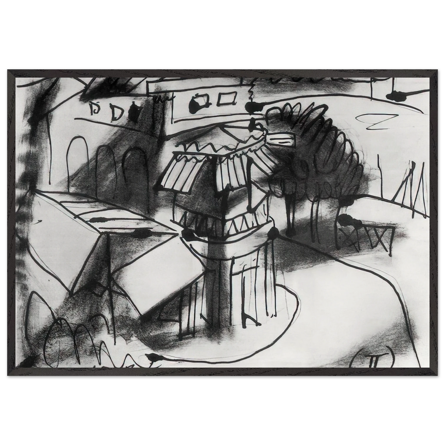 Cafe in Royan - 1940 - Pablo Picasso Framed Art Print – Black Wooden Frame - Default Title - -Framed Art Print