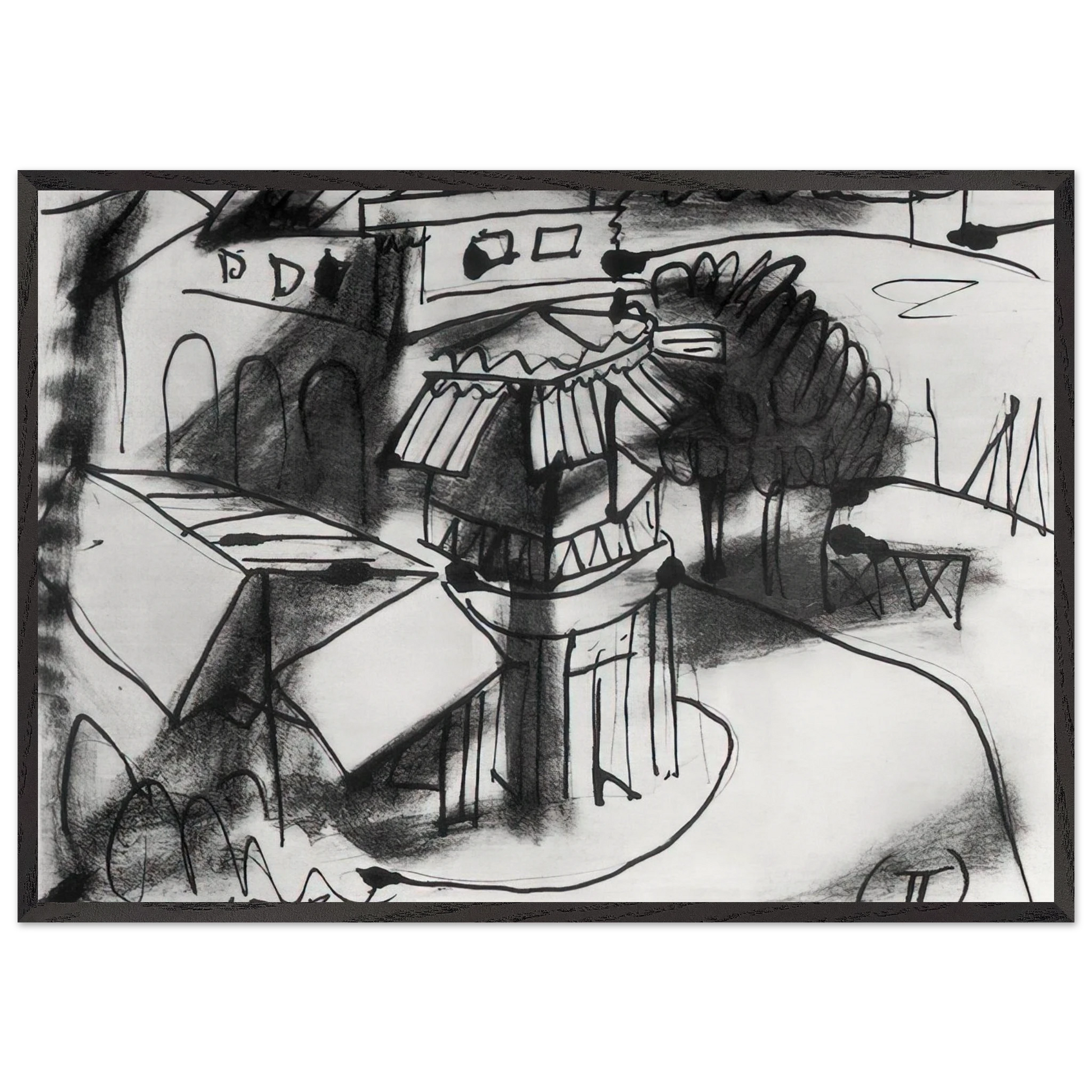 Cafe in Royan - 1940 - Pablo Picasso Framed Art Print – Black Wooden Frame - Default Title - -Framed Art Print