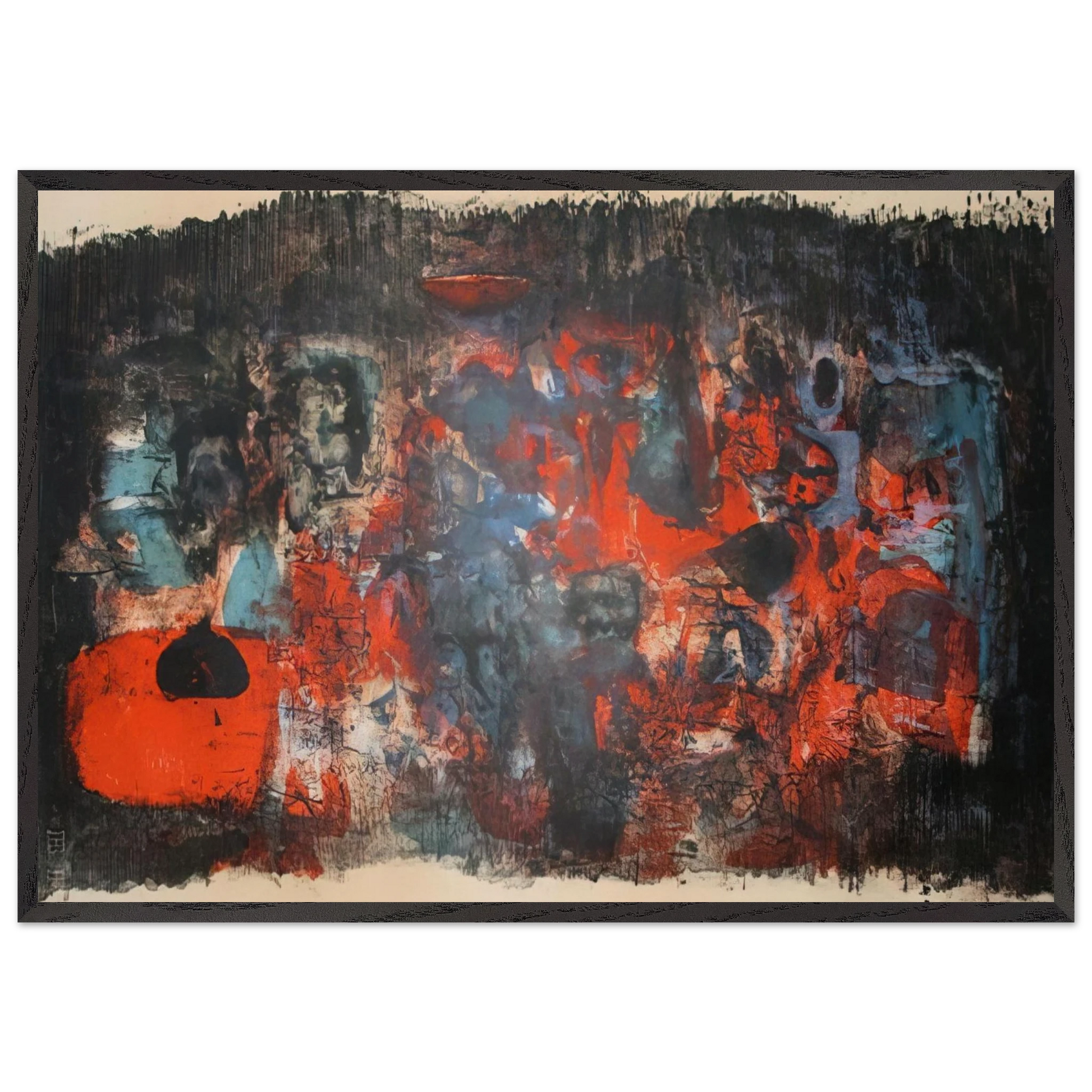 UNTITLED 1956 N1 - Zao Wou-Ki Framed Art Print – Black Wooden Frame - Default Title - -Framed Art Print