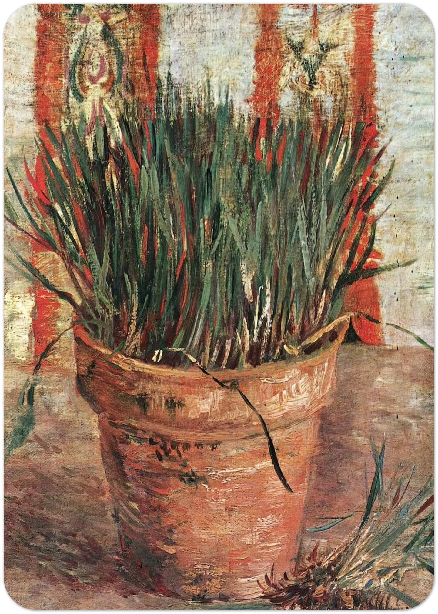 Flowerpot with Chives By Vincent van Gogh Pack of 10 Post Cards | Vincent van Gogh Post Cards | A6 (10.5 x 14.8 cm) - 4.1 x 5.8 inches
