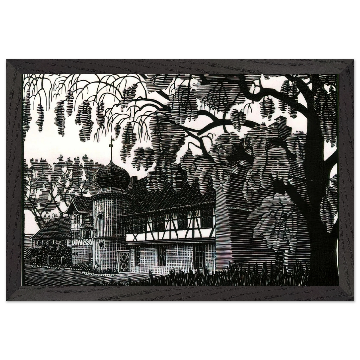 MC Escher - ESCHER (12) Wall Art - 21x29.7 cm / 8x12" - Premium Wooden Framed Poster With Fine Art Paper - Black frame