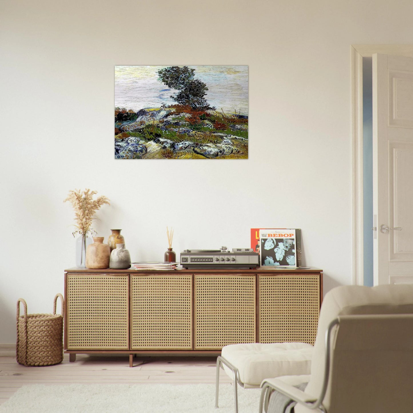 The Rocks with Oak tree - Vincent van Gogh Brushed Aluminum Print - 70x100 cm / 28x40 inches | Vincent van Gogh Aluminum Print | Vincent van Gogh Prints
