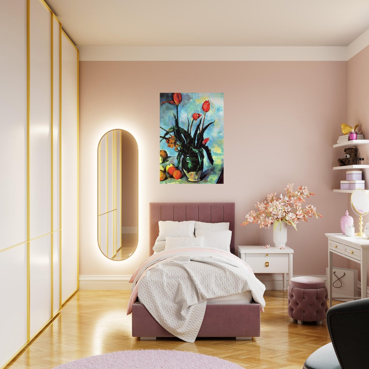 Tulips in a Vase - Paul Cézanne Brushed Aluminum Print - 70x100 cm / 28x40 inches | Paul Cézanne Aluminum Print | Paul Cézanne Prints