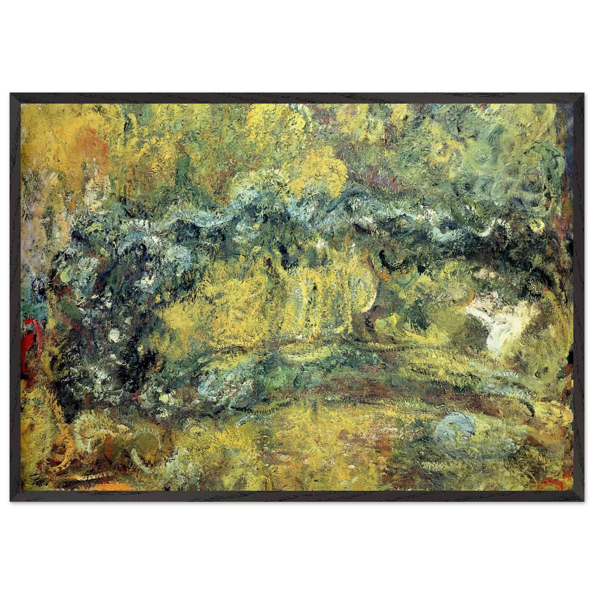 The Japanis Bridge Footbridge over the Water-Lily Pond - claude monet Framed Art Print – Black Wooden Frame - Default Title - -Framed Art Print