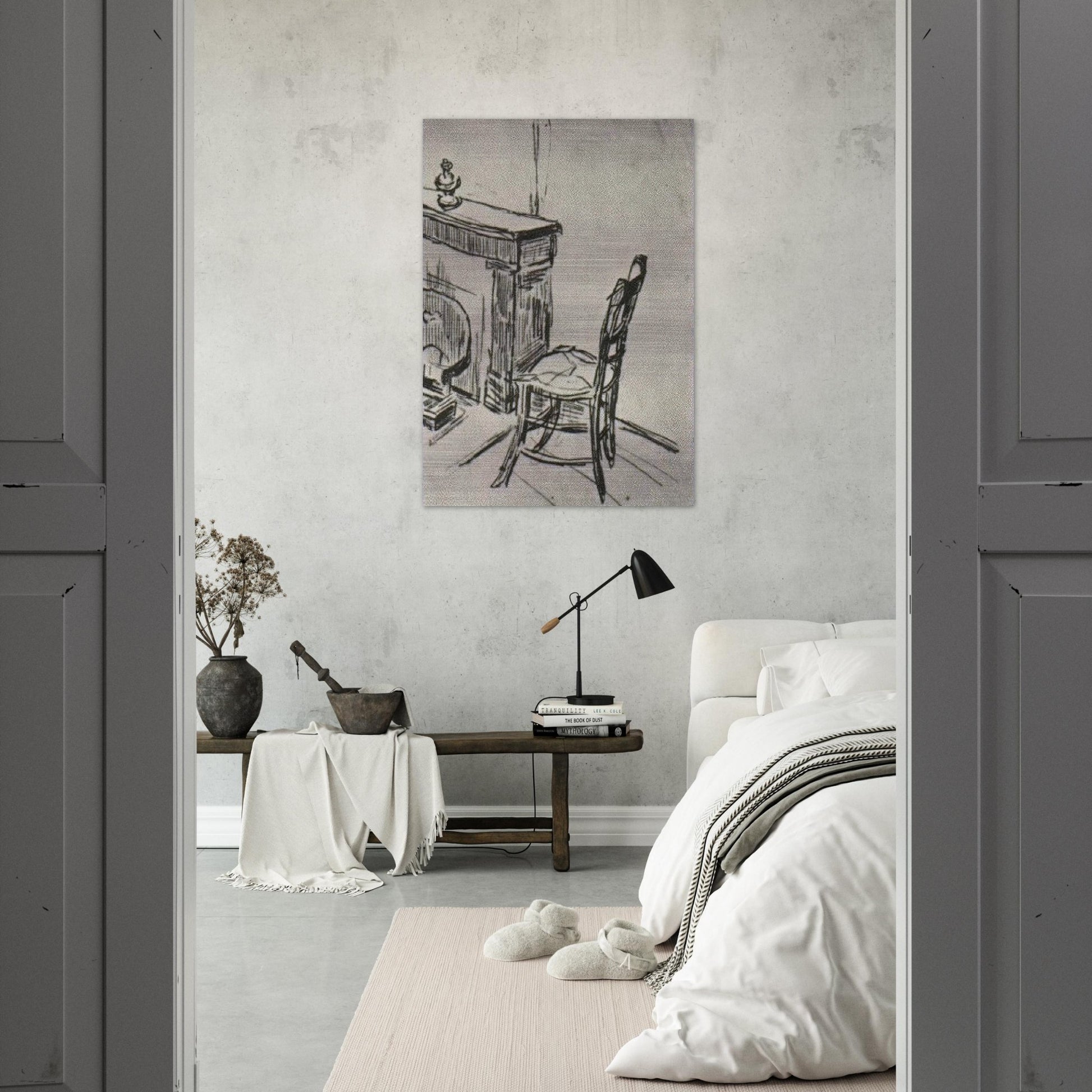 Chair near the Stove - Vincent van Gogh Brushed Aluminum Print - 70x100 cm / 28x40 inches | Vincent van Gogh Aluminum Print | Vincent van Gogh Prints