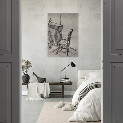 Chair near the Stove - Vincent van Gogh Brushed Aluminum Print - 70x100 cm / 28x40 inches | Vincent van Gogh Aluminum Print | Vincent van Gogh Prints
