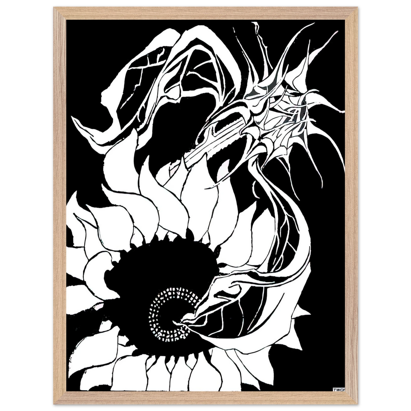 MC Escher - SUNFLOWERS Wall Art - 60x80 cm / 24x32 inches - Premium Wooden Framed Poster With Fine Art Paper - White frame