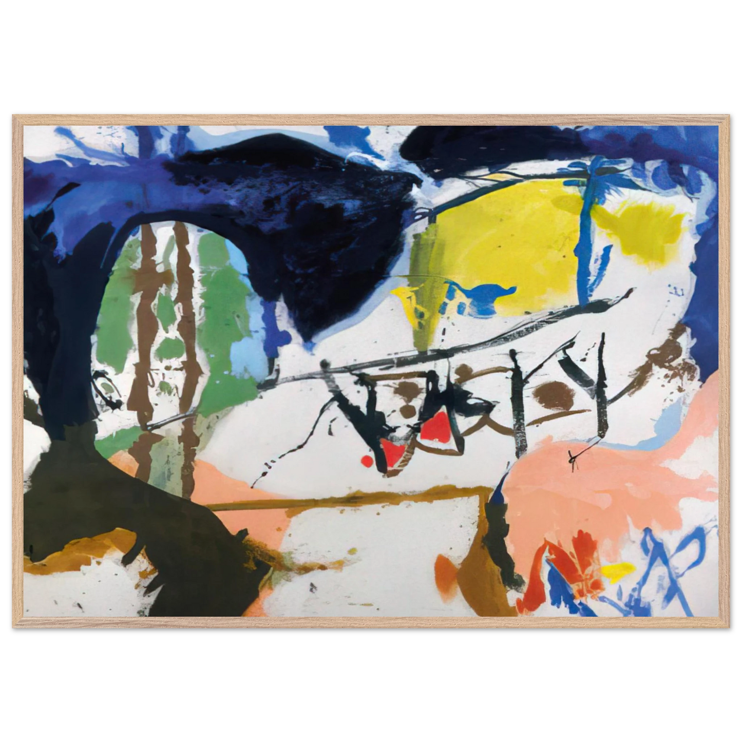 Helen Frankenthaler - Acres - 1959 Wall art - 15x20 cm / 6x8 inches - Premium Wooden Framed Poster With Fine Art Paper - Black frame