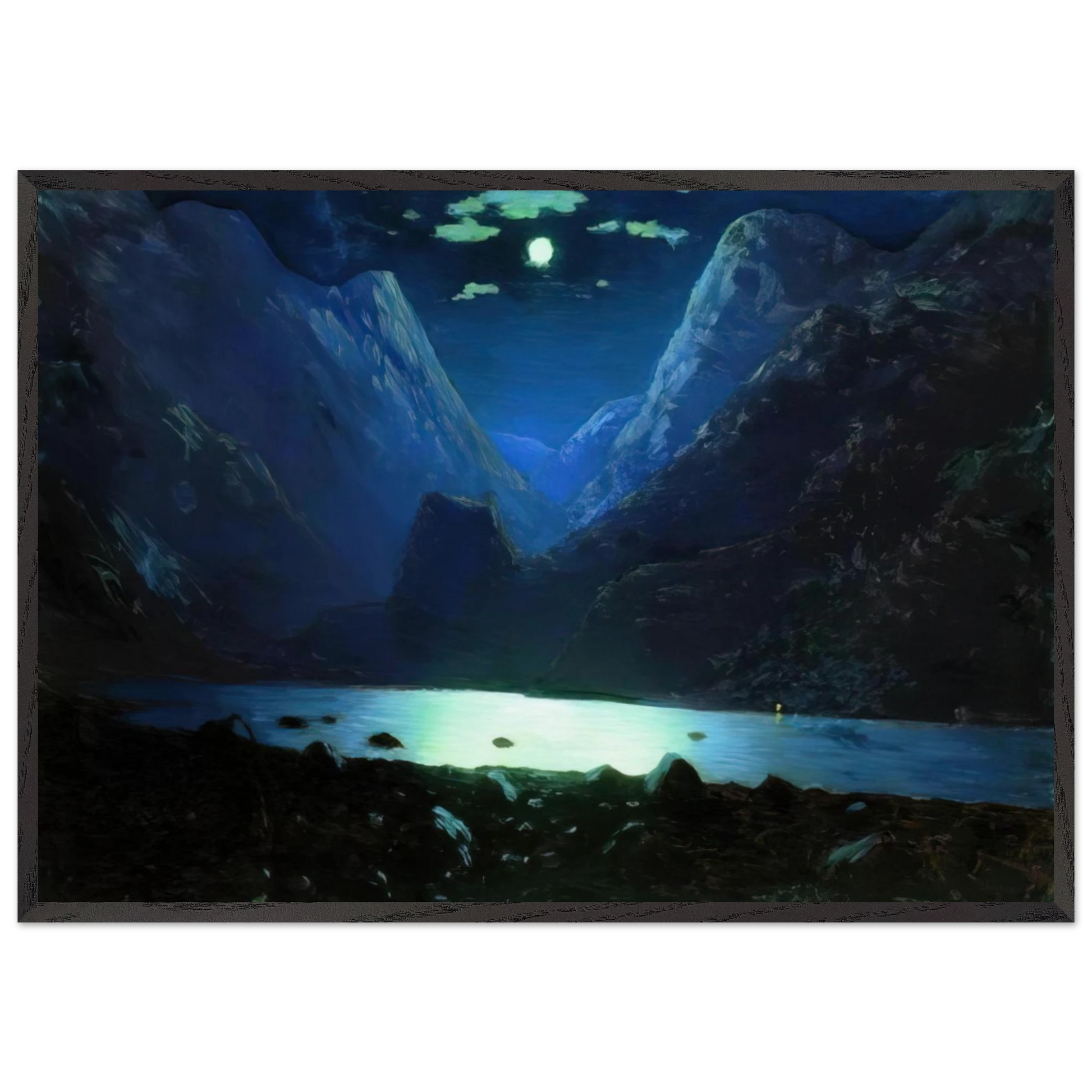 Daryal pass Moonlight Night - Arkhyp Kuindzhi Framed Art Print – Black Wooden Frame - Default Title - -Framed Art Print
