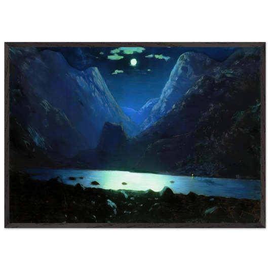 Daryal pass Moonlight Night - Arkhyp Kuindzhi Framed Art Print – Black Wooden Frame - Default Title - -Framed Art Print