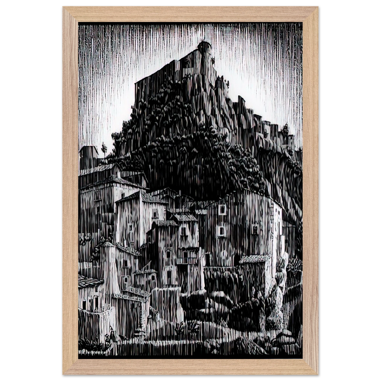 MC Escher - CERRO AL VOLTURNO ABRUZZI JANUARY 1930 1930 Wall Art - 60x80 cm / 24x32 inches - Premium Wooden Framed Poster With Fine Art Paper - Black frame