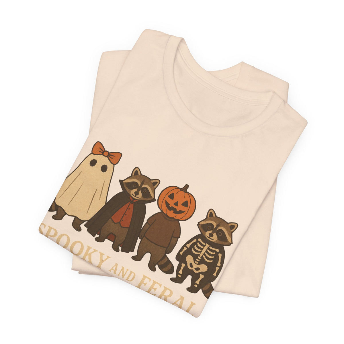 Spooky Raccoon Shirt, Funny Halloween Graphic Tee, Cute Vintage Fall T-Shirt, Trendy Womens Halloween Shirt, Feral Raccoon Tee