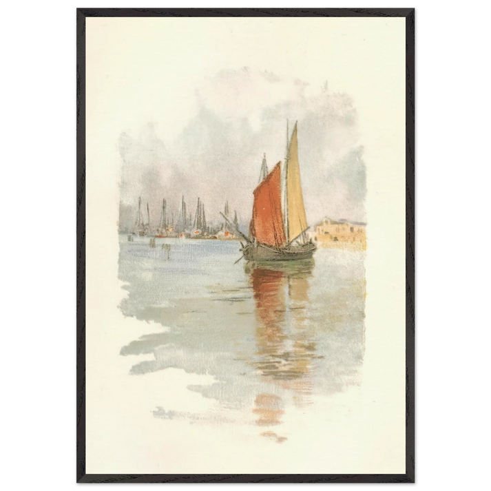 Woodboats and Dogana - Childe Hassam 70x100 cm / 28x40 inches Framed Art Print – Black Wooden Frame