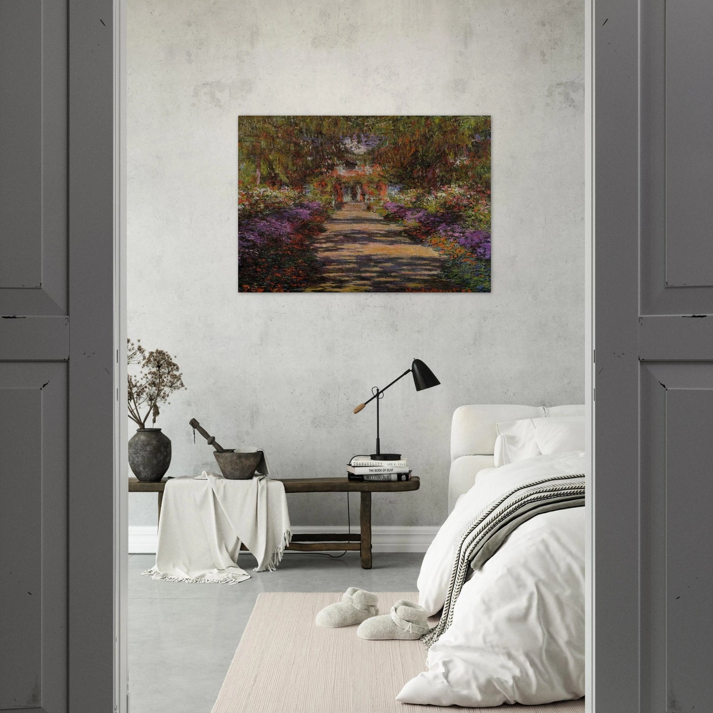 Pathway In Monets Garden At Giverny - claude monet Brushed Aluminum Print - 70x100 cm / 28x40 inches | claude monet Aluminum Print | claude monet Prints