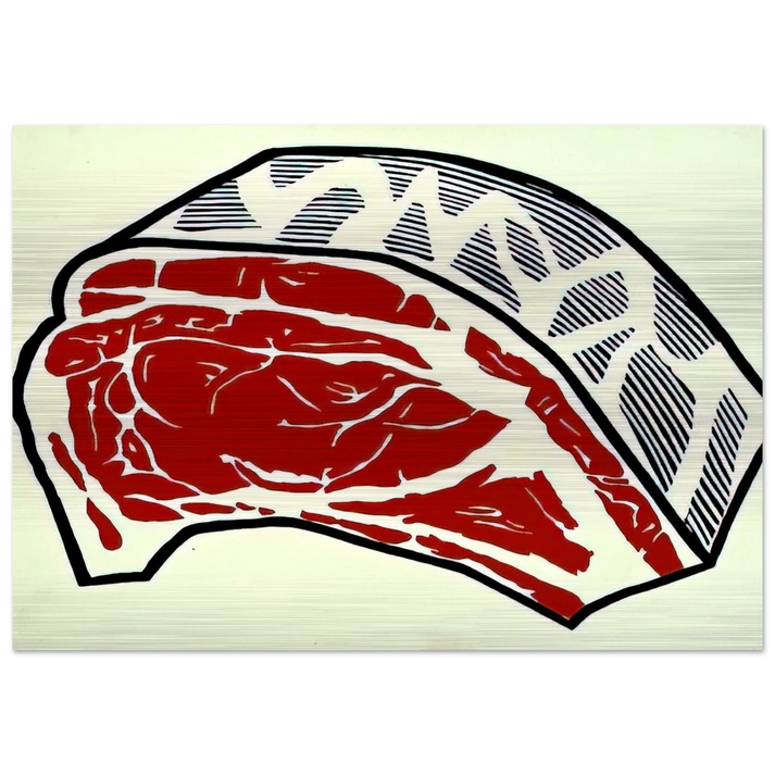 STANDING RIB 1962 - Roy Lichtenstein Brushed Aluminum Print - 70x100 cm / 28x40 inches | Roy Lichtenstein Aluminum Print | Roy Lichtenstein Prints