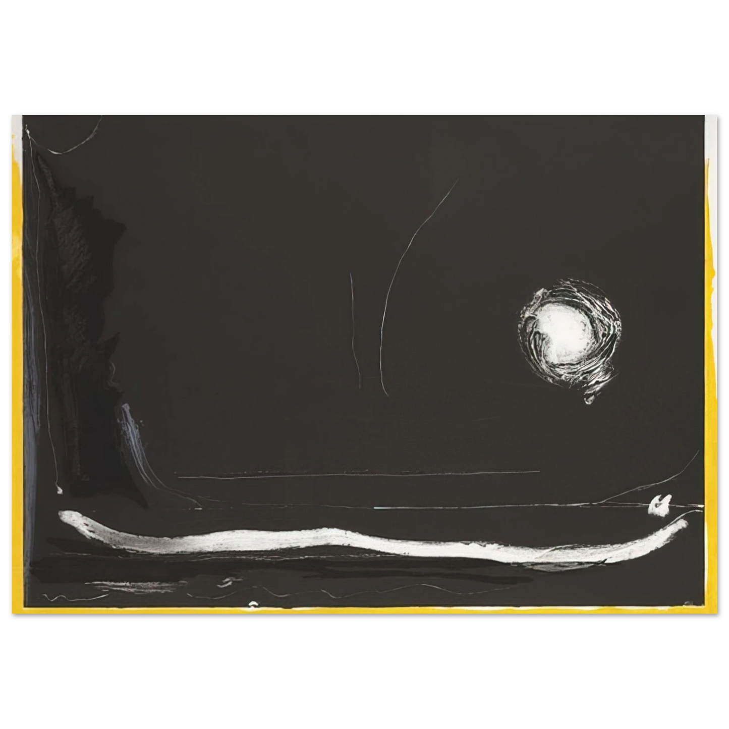 Helen Frankenthaler - Yellow Jack - 1985 Wall art - 60x80 cm / 24x32 Inches - Premium Wooden Framed Poster With Fine Art Paper - Black frame