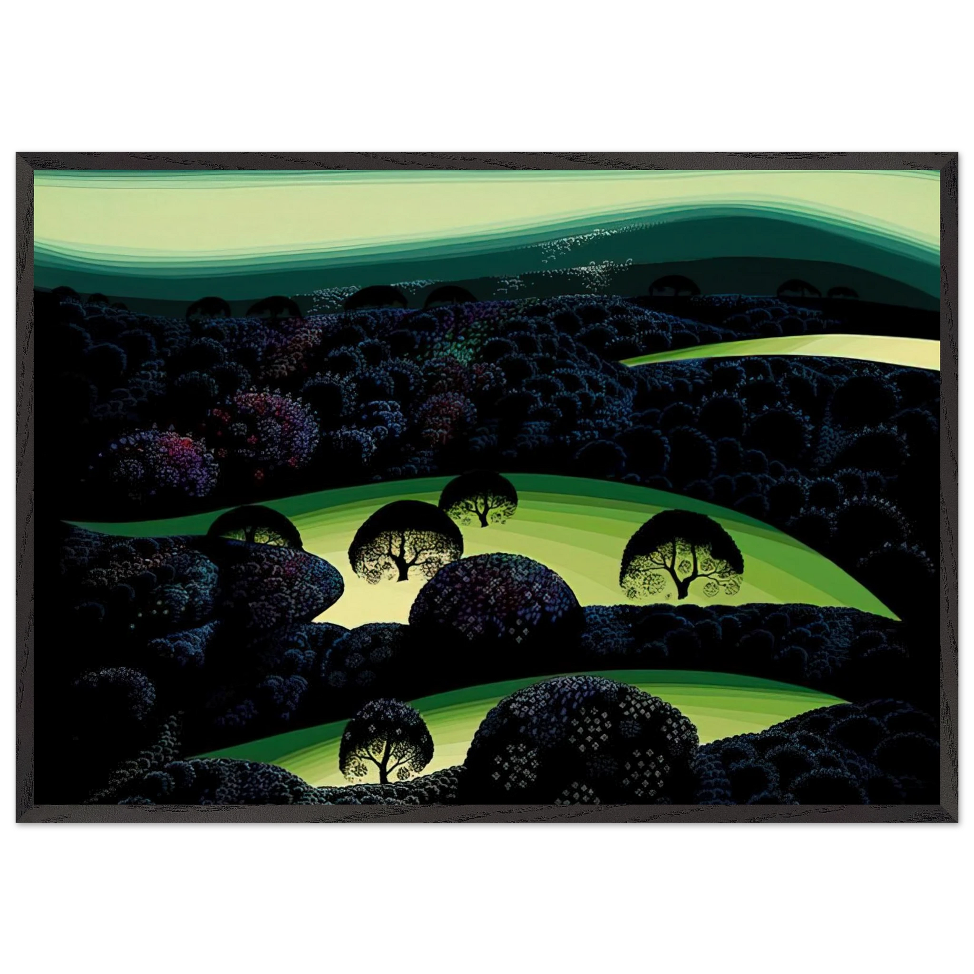 Nocturne N1 - Eyvind Earle Framed Art Print – Black Wooden Frame - Default Title - -Framed Art Print