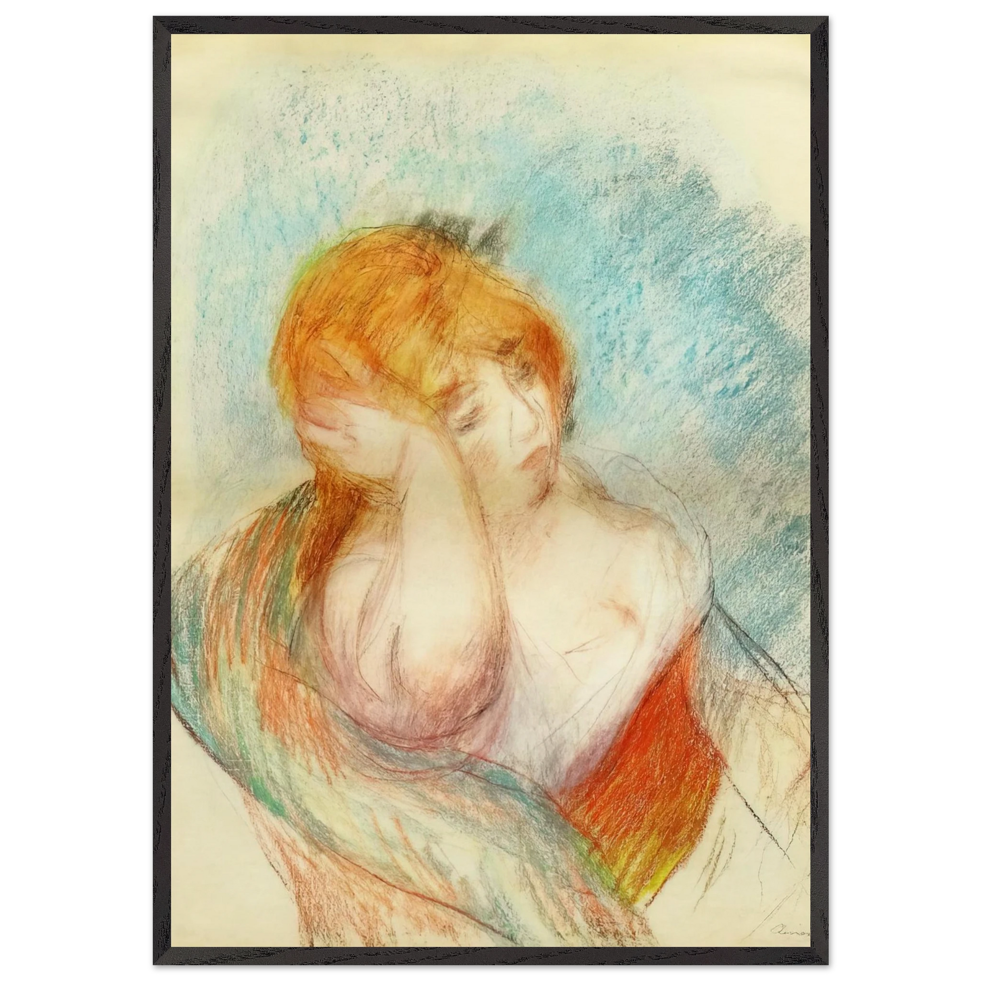 Seated Woman - Pierre-Auguste Renoir Framed Art Print – Black Wooden Frame - Default Title - -Framed Art Print
