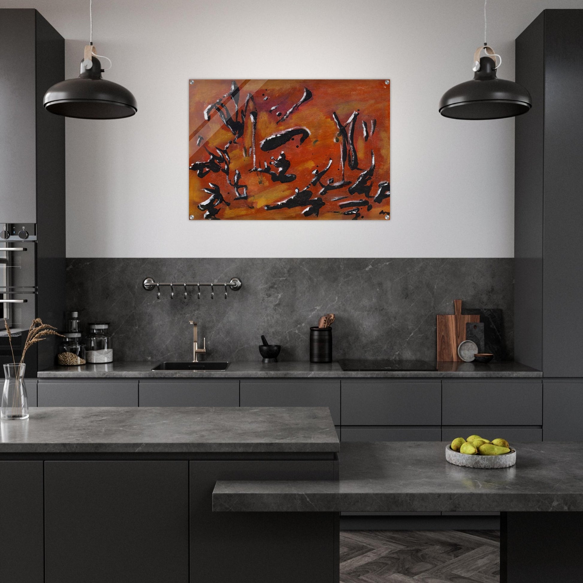 RED ABSTRACT COMPOSITION - Henri Michaux Acrylic Print - 70x100 cm / 28x40″ inches | Henri Michaux Wall Art | Henri Michaux Prints