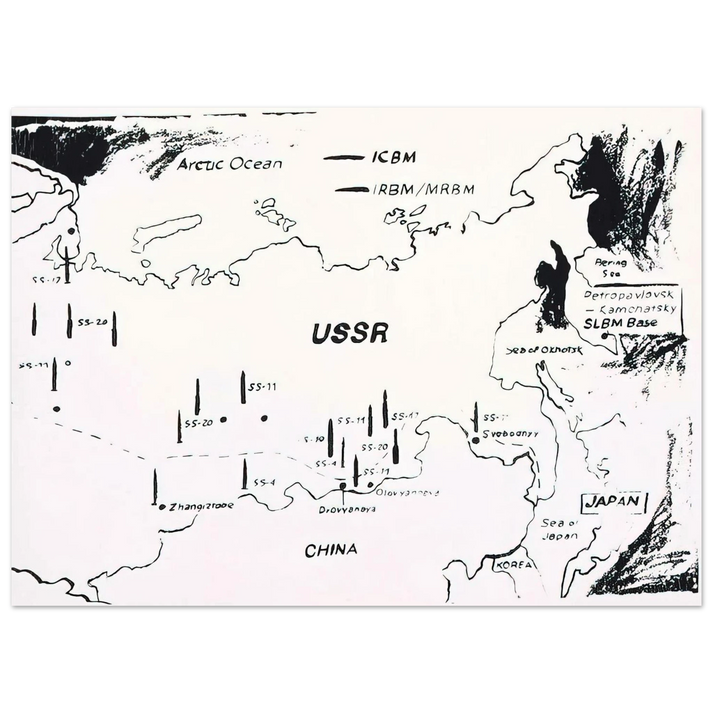 Andy Warhol - Map of Eastern U.S.S.R. Missile Bases Fine Art Poster