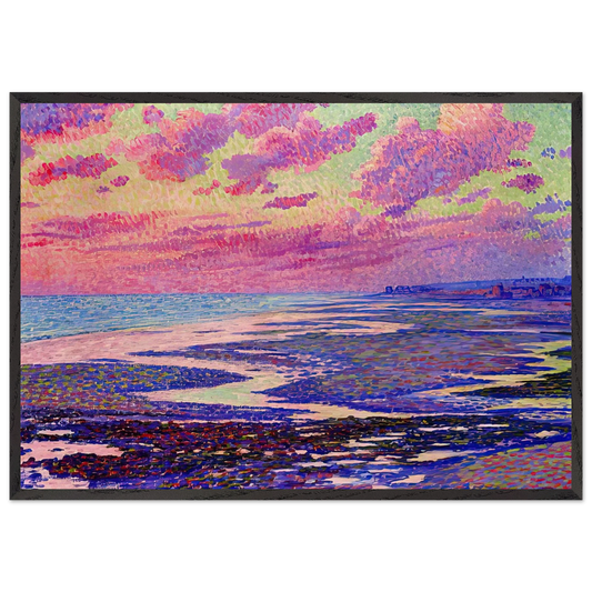 THE BEACH AT AMBLETEUSE AT LOW TIDE 1900 - Theo van Rysselberghe Framed Art Print – Black Wooden Frame - Default Title - -Framed Art Print