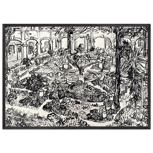The Courtyard of the Hospital at Arles - Vincent van Gogh Framed Art Print – Black Wooden Frame - Default Title - -Framed Art Print