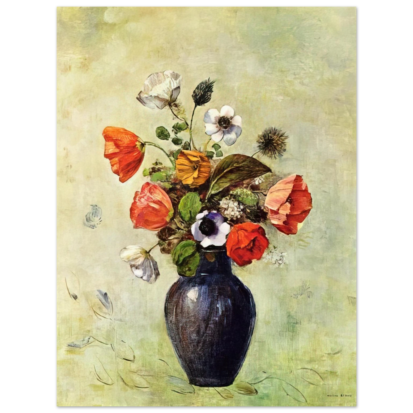 Odilon Redon - ANEMONES AND POPPIES IN A VASE Fine Art Poster - Default Title