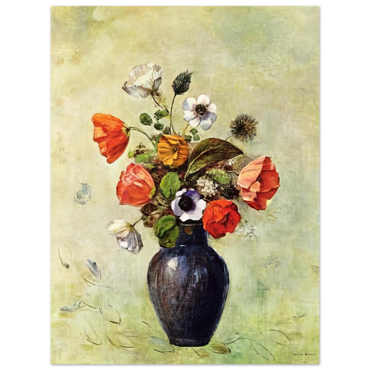 Odilon Redon - ANEMONES AND POPPIES IN A VASE Fine Art Poster - Default Title