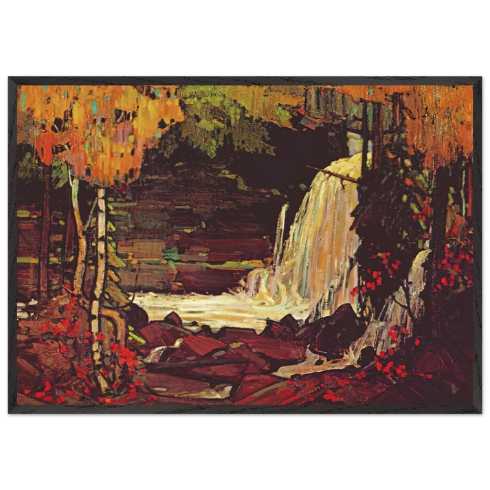 WOODLAND WATERFALL 1916 - Tom Thomson 70x100 cm / 28x40 inches Framed Art Print – Black Wooden Frame
