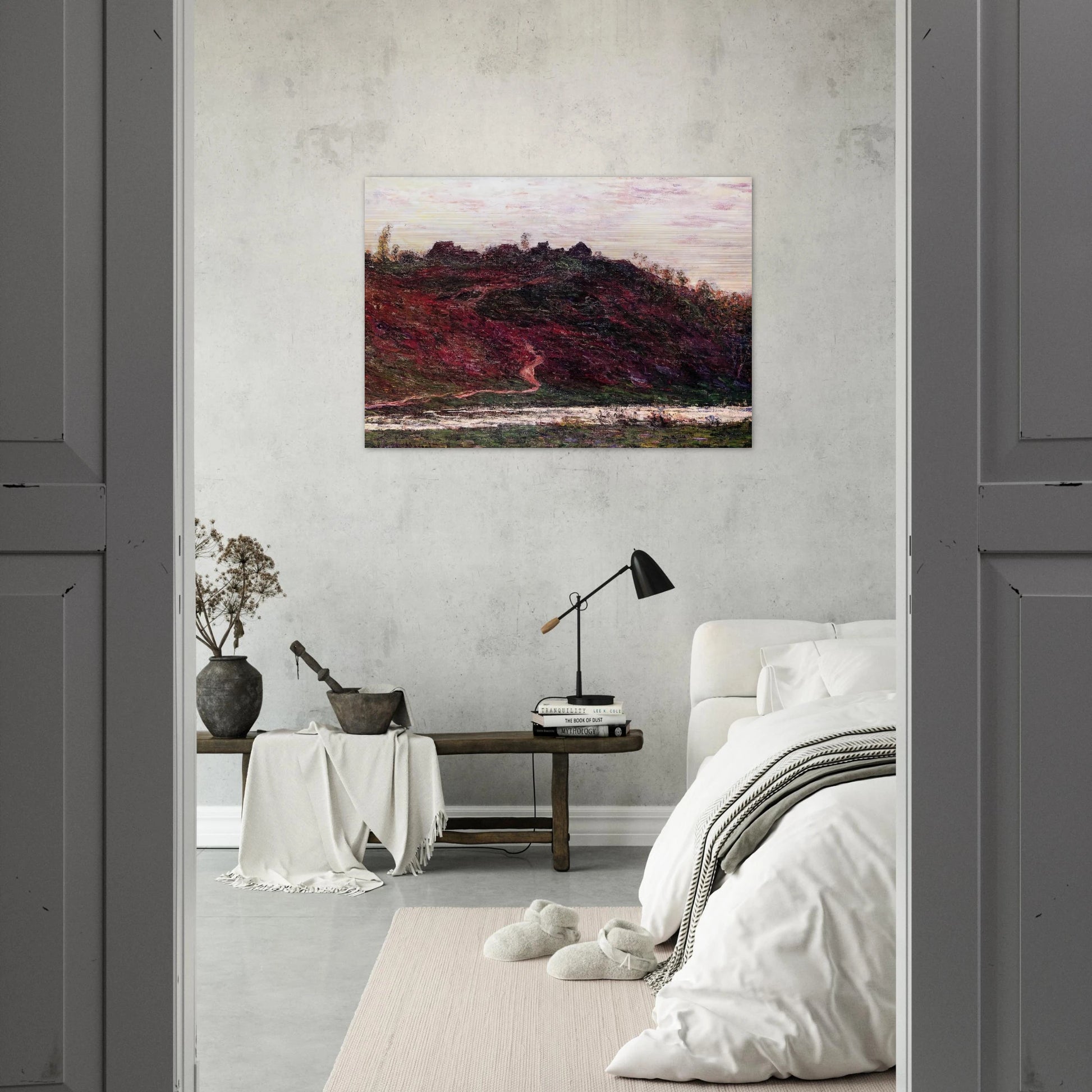 The Village of La Coche-Blond, Evening - claude monet Brushed Aluminum Print - 70x100 cm / 28x40 inches | claude monet Aluminum Print | claude monet Prints