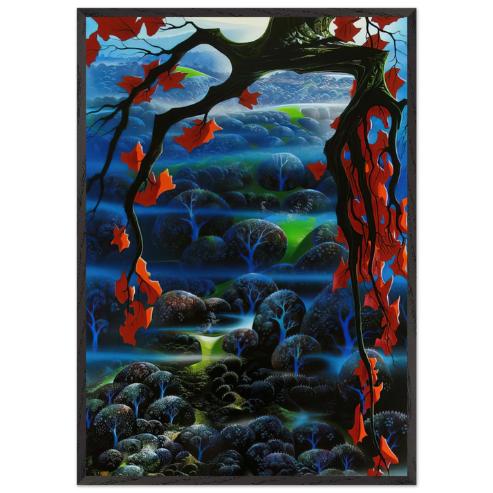 Valley of Dreams - Eyvind Earle 70x100 cm / 28x40 inches Framed Art Print – Black Wooden Frame