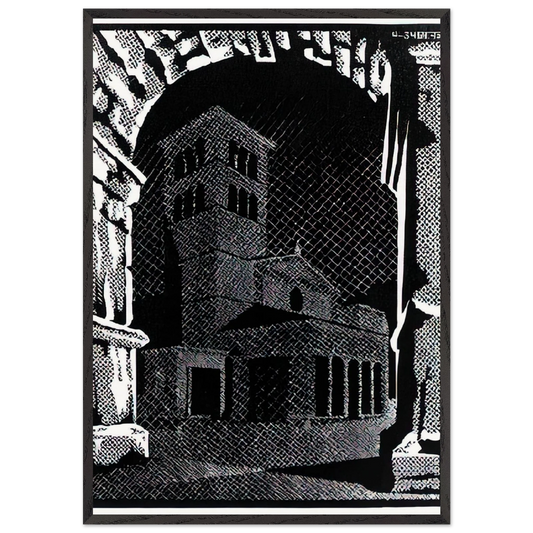 NOCTURNAL ROME 3 - MC Escher Framed Art Print – Black Wooden Frame - Default Title - -Framed Art Print