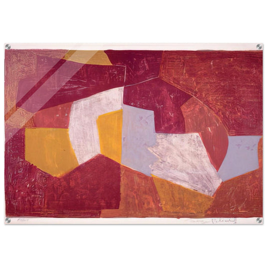Composition carmin, brune, jaune et grise - 1956 - Serge Poliakoff Acrylic Print - 70x100 cm / 28x40″ inches