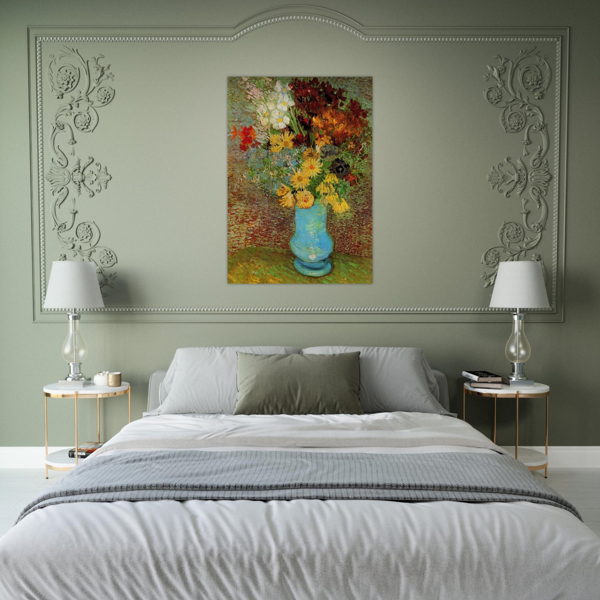 Vase with Daisies and Anemones - Vincent van Gogh Brushed Aluminum Print - 70x100 cm / 28x40 inches | Vincent van Gogh Aluminum Print | Vincent van Gogh Prints