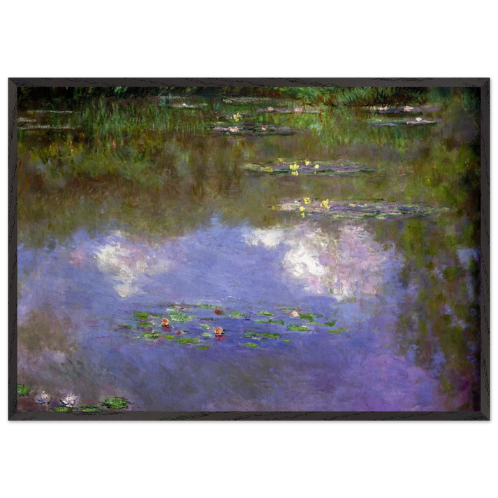 Water Lilies The Clouds - claude monet 70x100 cm / 28x40 inches Framed Art Print – Black Wooden Frame