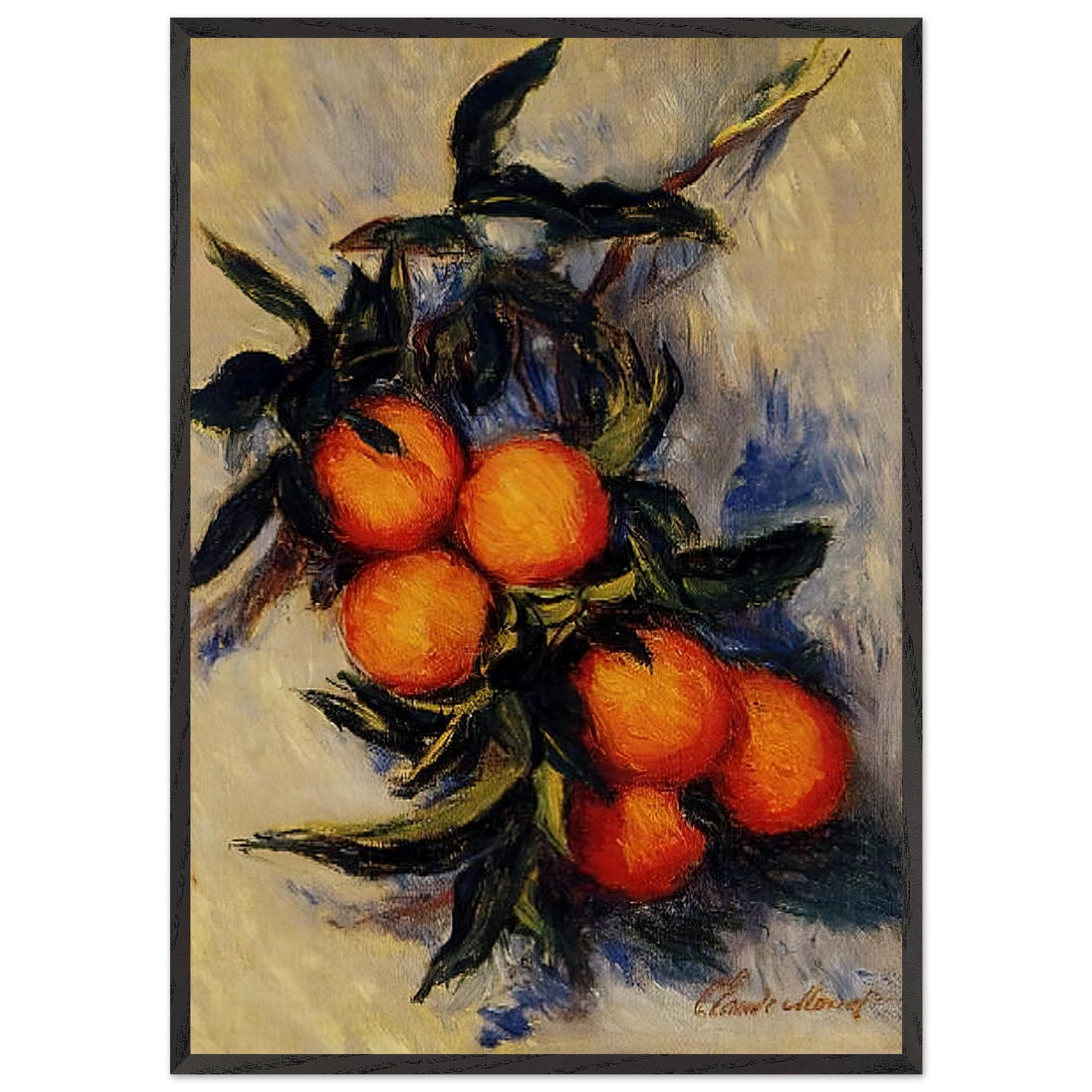Branch of Orange Bearing Fruit - claude monet Framed Art Print – Black Wooden Frame - Default Title - -Framed Art Print