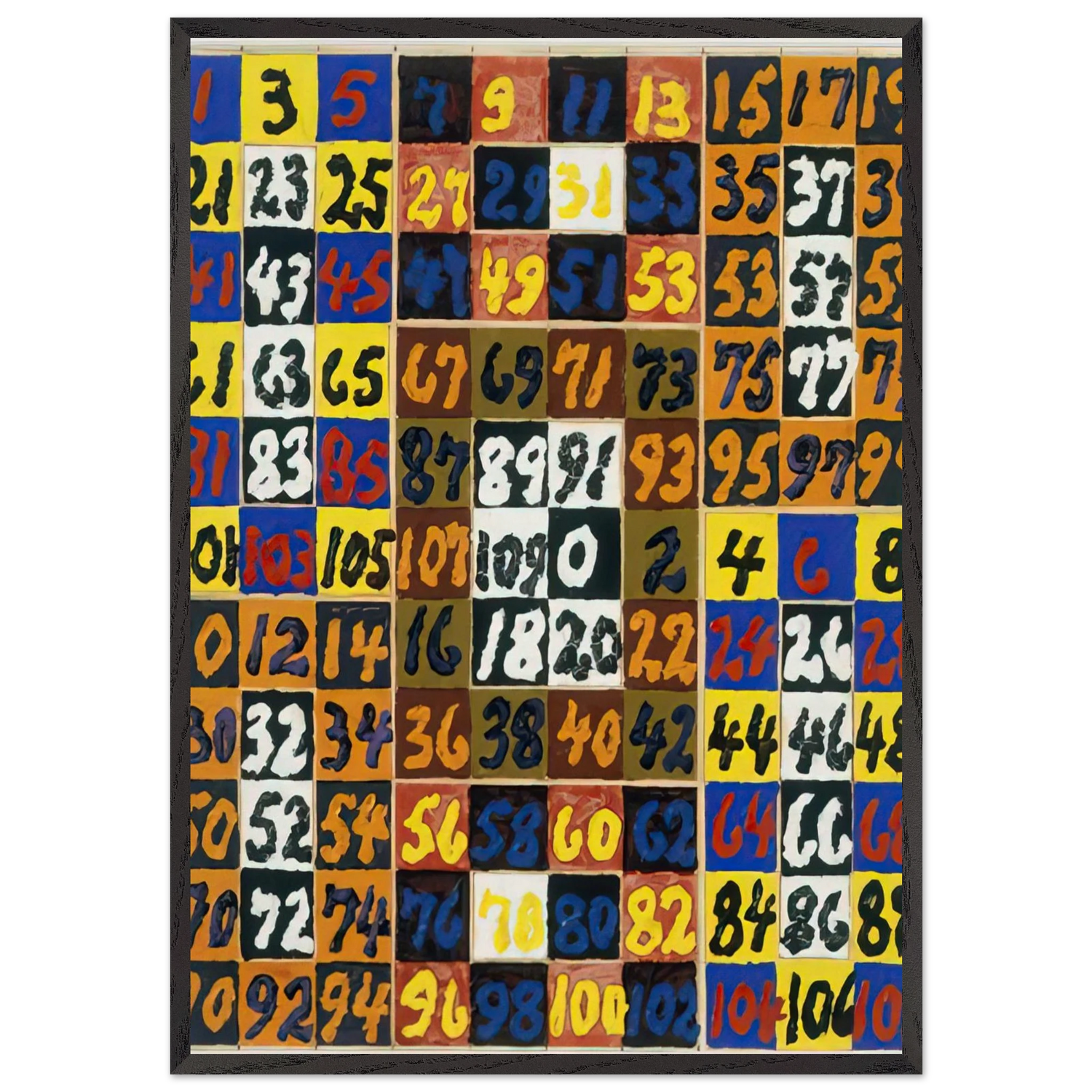 Coordinative Thinking on the Square and Rectangle Per IV - 1974 - Alfred Jensen Framed Art Print – Black Wooden Frame - Default Title - -Framed Art Print