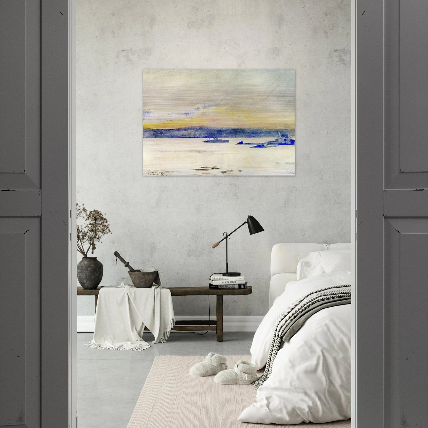 Afterglow, Gloucester Harbor aka Ten Pound Island LIght - Childe Hassam Brushed Aluminum Print - 70x100 cm / 28x40 inches | Childe Hassam Aluminum Print | Childe Hassam Prints