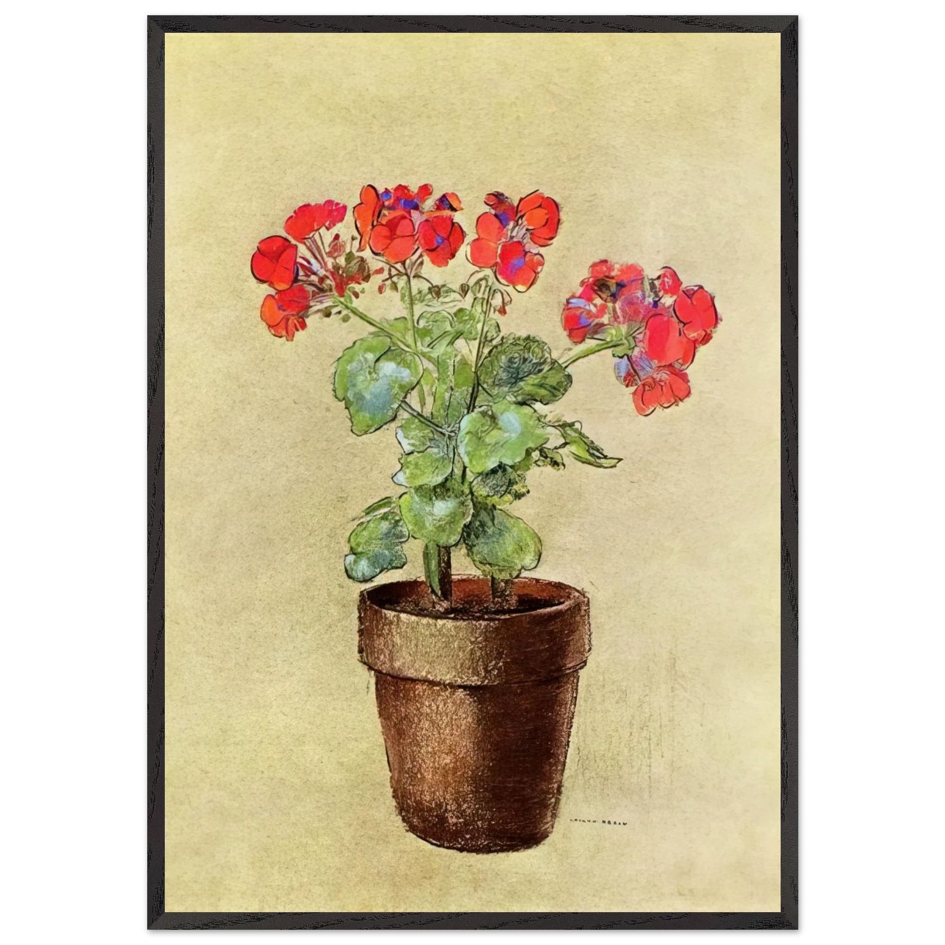 GERANIUMS 1902 - Odilon Redon Framed Art Print – Black Wooden Frame - Default Title - -Framed Art Print