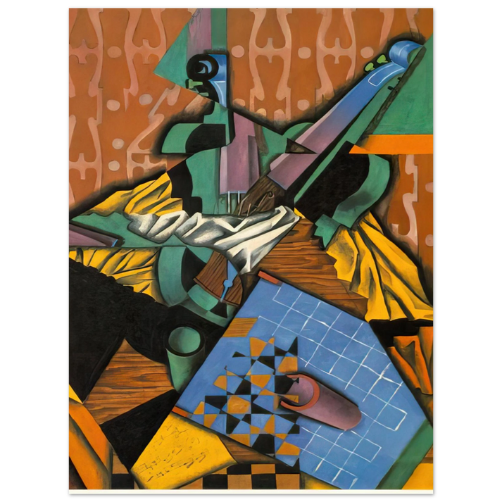 Juan Gris - PHOTOGRAPH OF VIOLIN AND CHECKERBOARD 1913  75x100 cm / 30x40inches Fine Art Poster