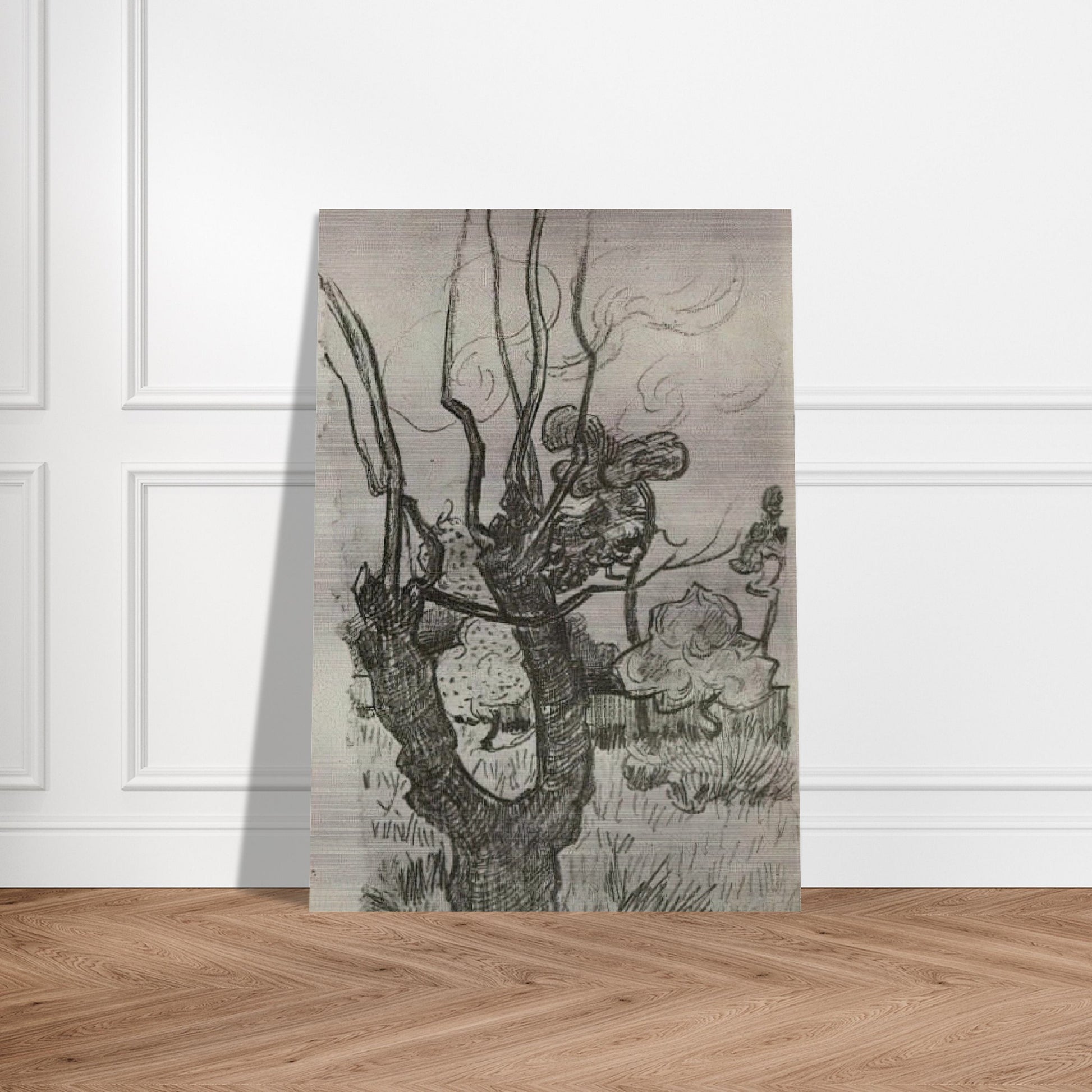 A Bare Treetop in the Garden of the Asylum - Vincent van Gogh Brushed Aluminum Print - 70x100 cm / 28x40 inches | Vincent van Gogh Aluminum Print | Vincent van Gogh Prints