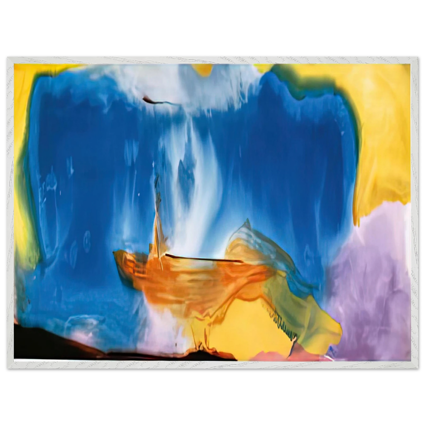 Helen Frankenthaler - Moveable Blue, 1973- Wall Art - 21x29.7 cm / 8x12" - Premium Wooden Framed Poster With Fine Art Paper - White frame