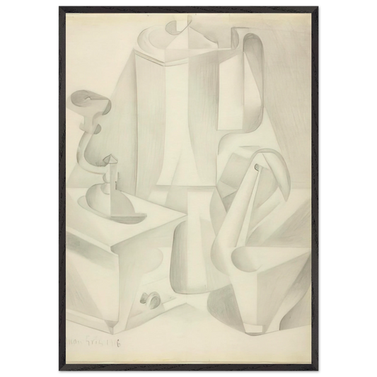 STILL LIFE WITH COFFEE MILL 1916 - Juan Gris Framed Art Print – Black Wooden Frame - Default Title - -Framed Art Print